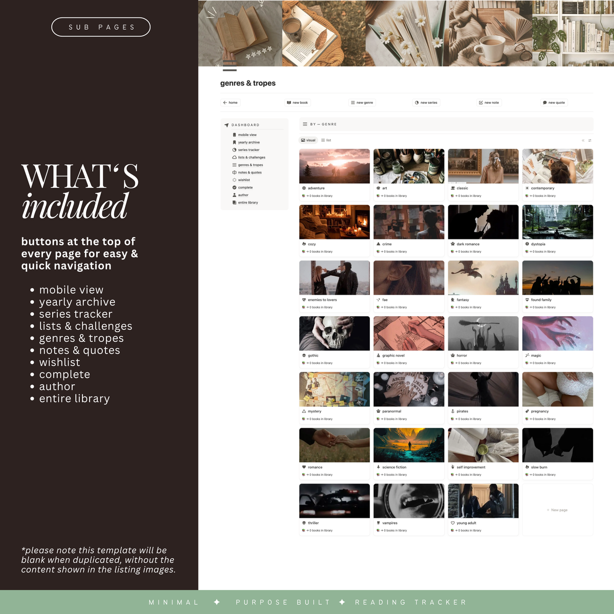 book & reading tracker | notion template