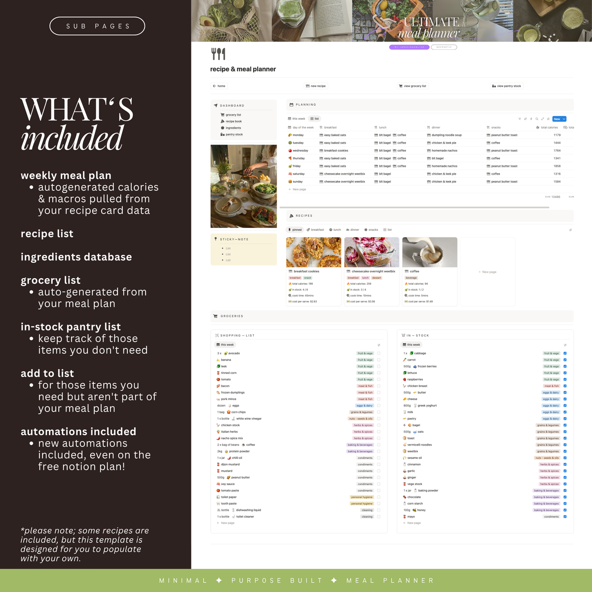 recipe & meal planner | notion template