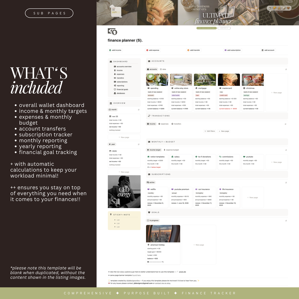 finance & budget planner | notion template