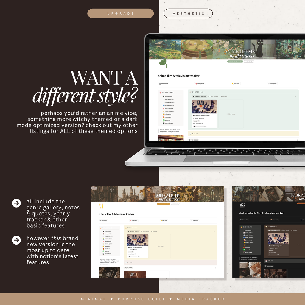 film & television media tracker | notion template [academia theme]