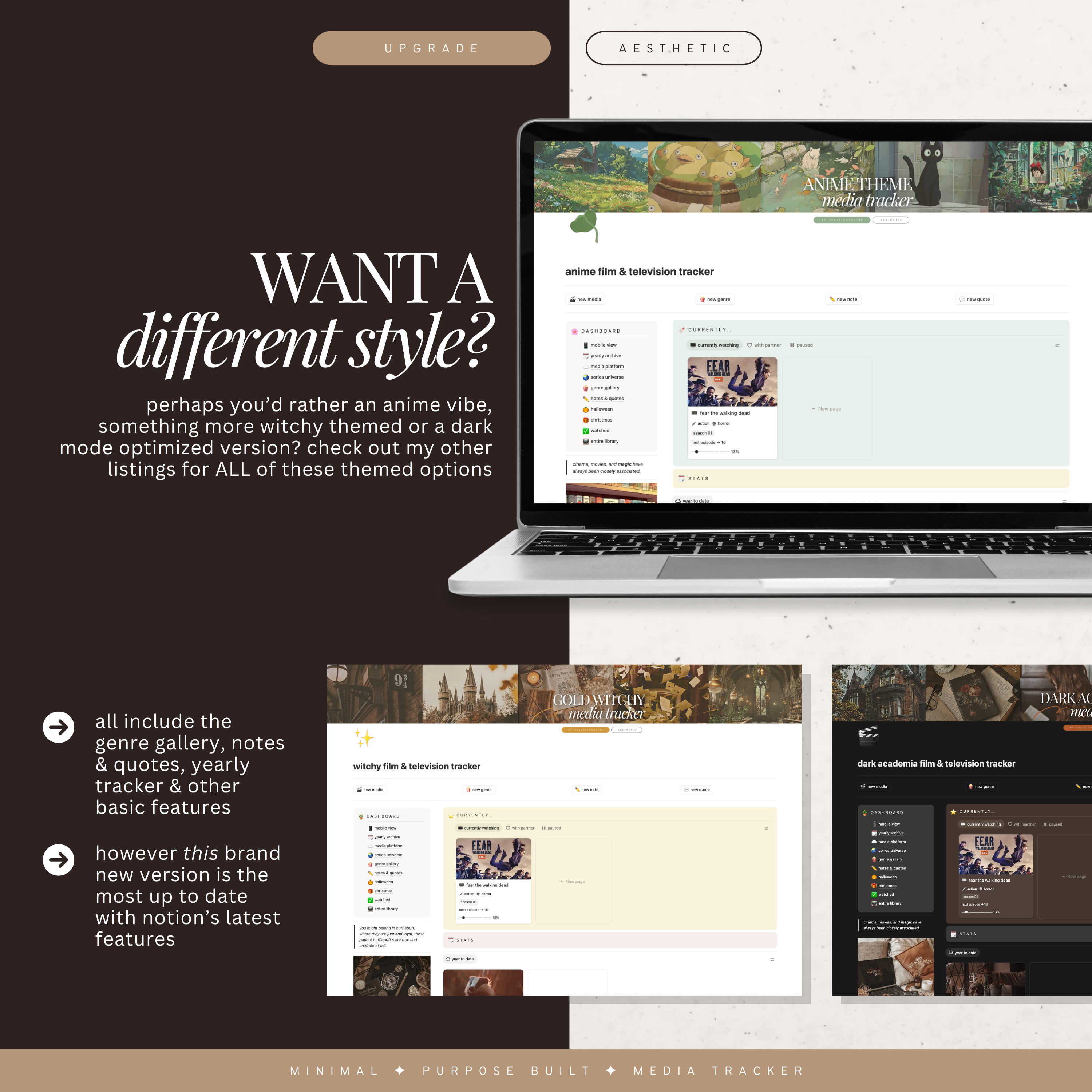 film & television media tracker | notion template [academia theme]