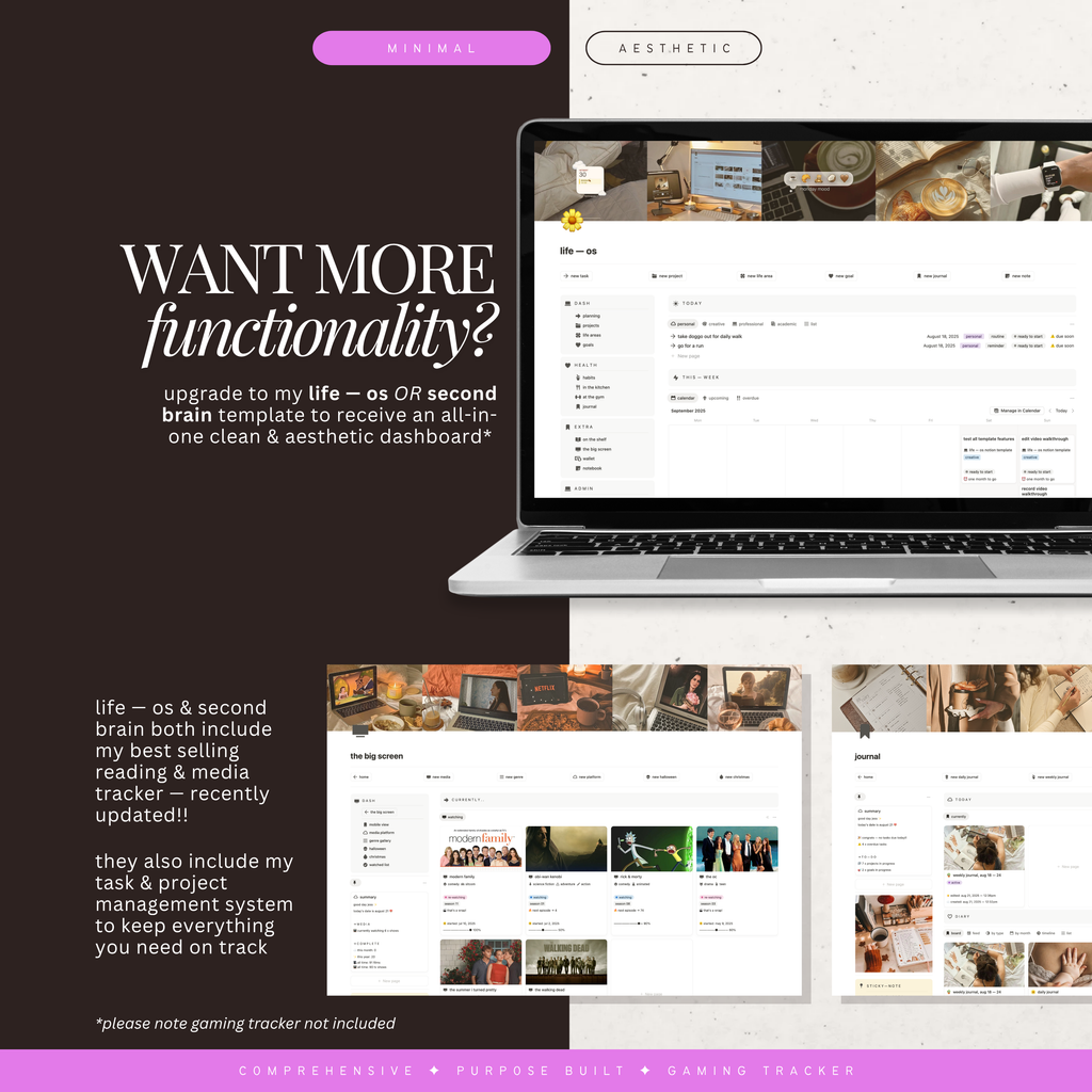 video game & play tracker | notion template