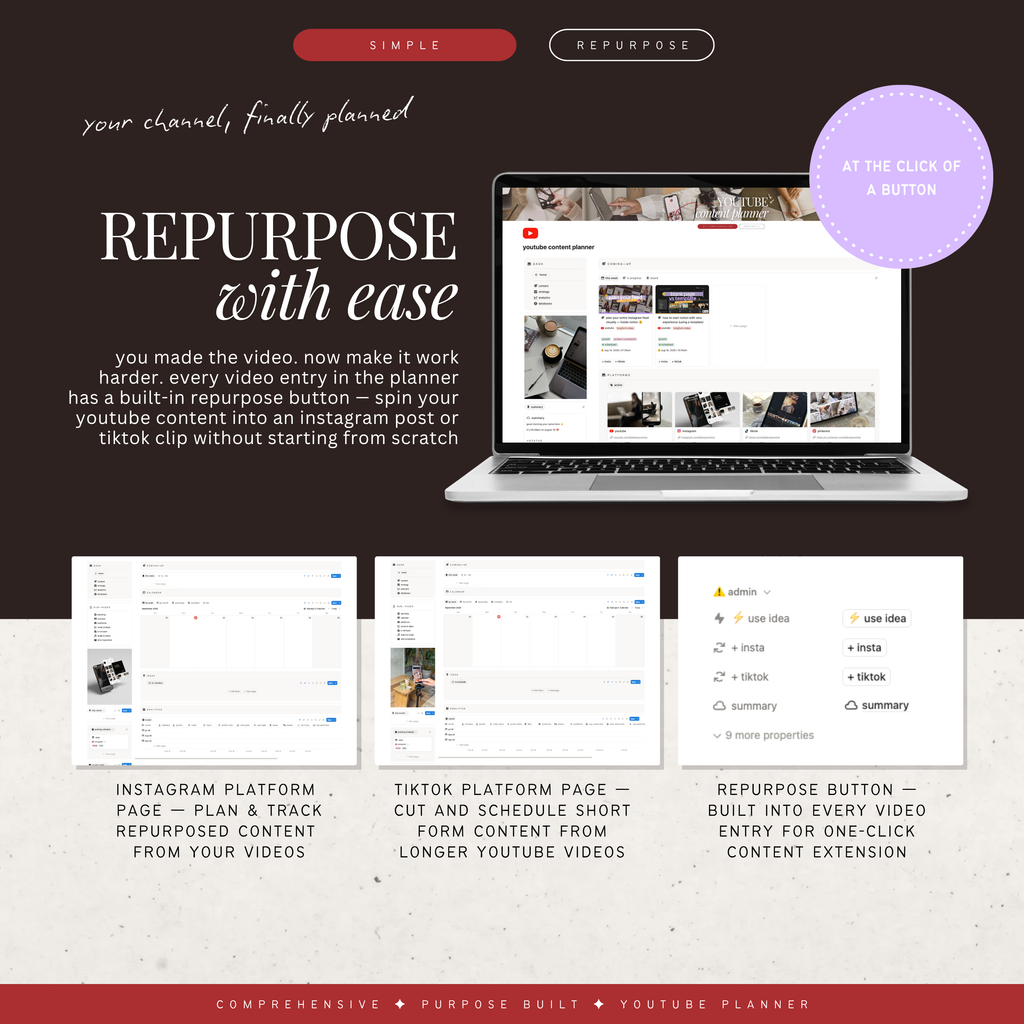 youtube content planner | notion template