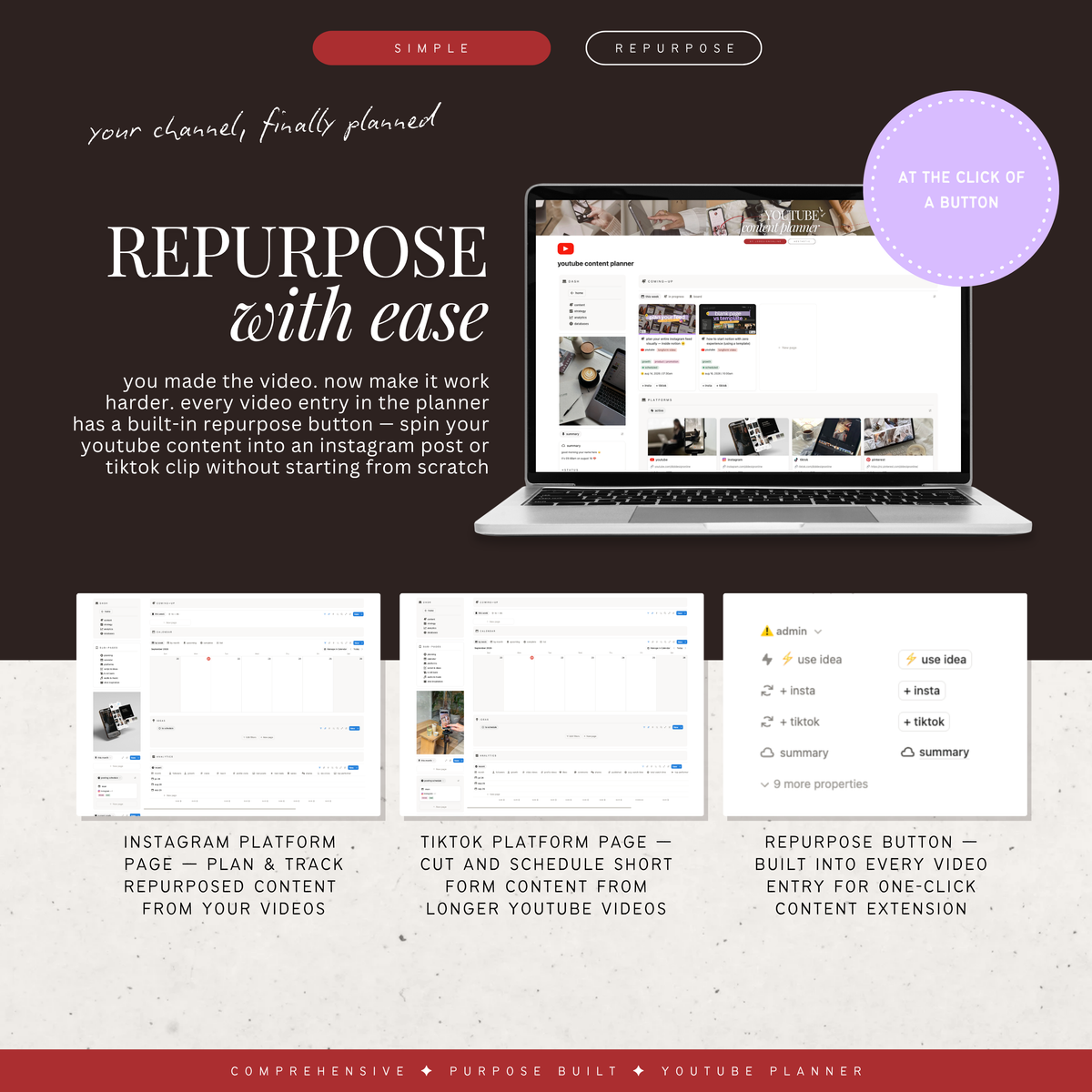 youtube content planner | notion template