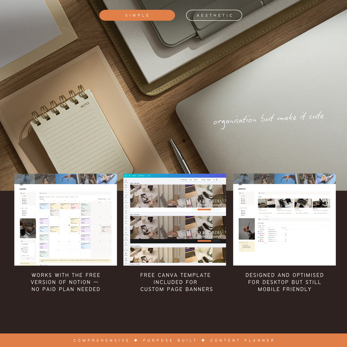 social media & content planner + instagram grid preview | notion template