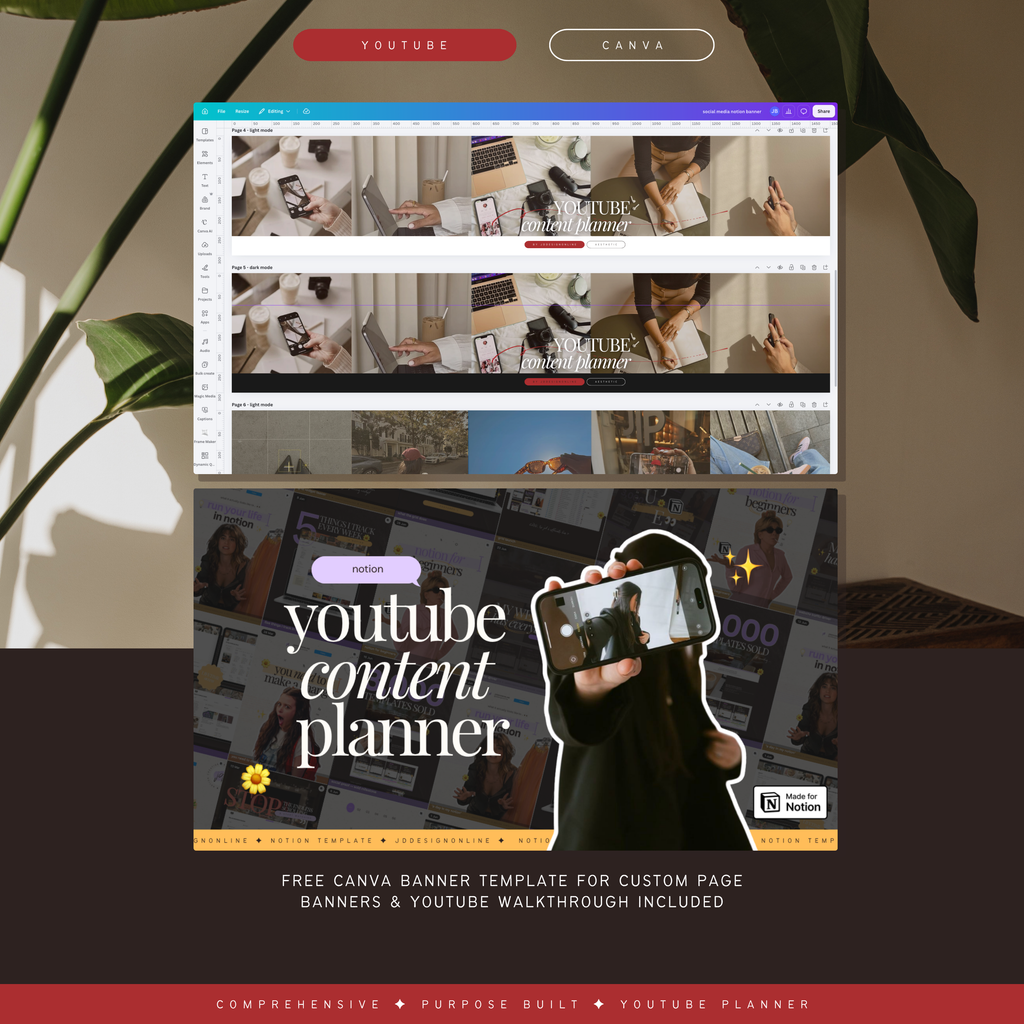 youtube content planner | notion template