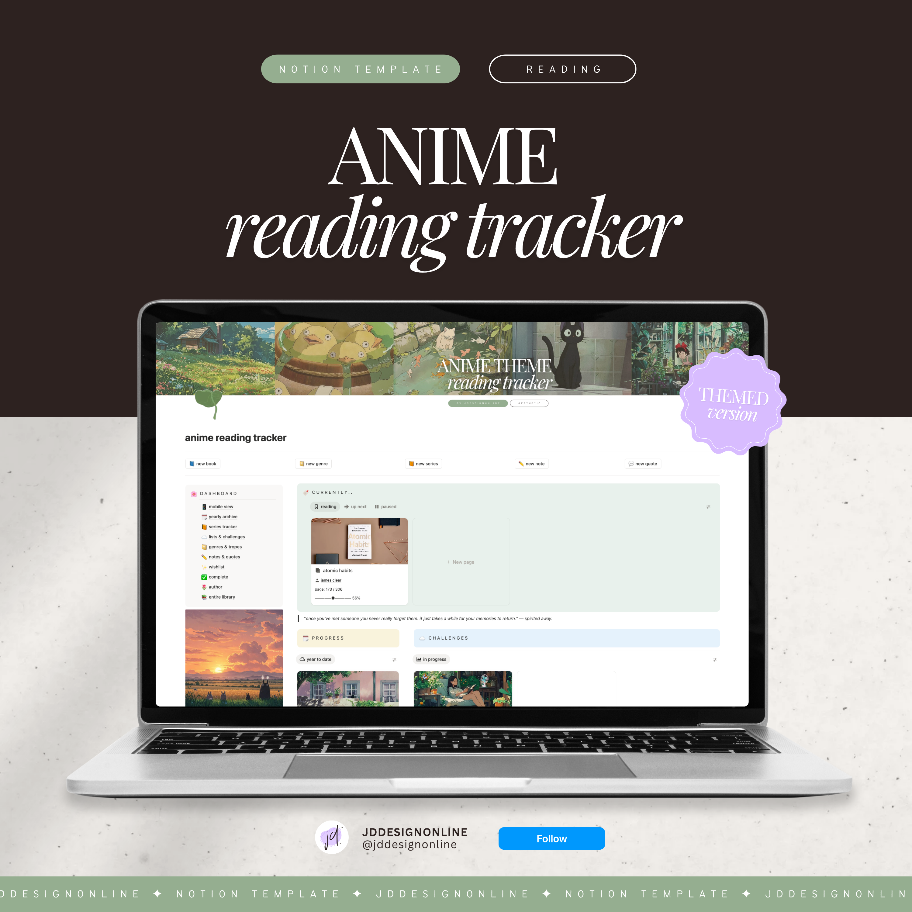 book & reading tracker | notion template [anime theme]