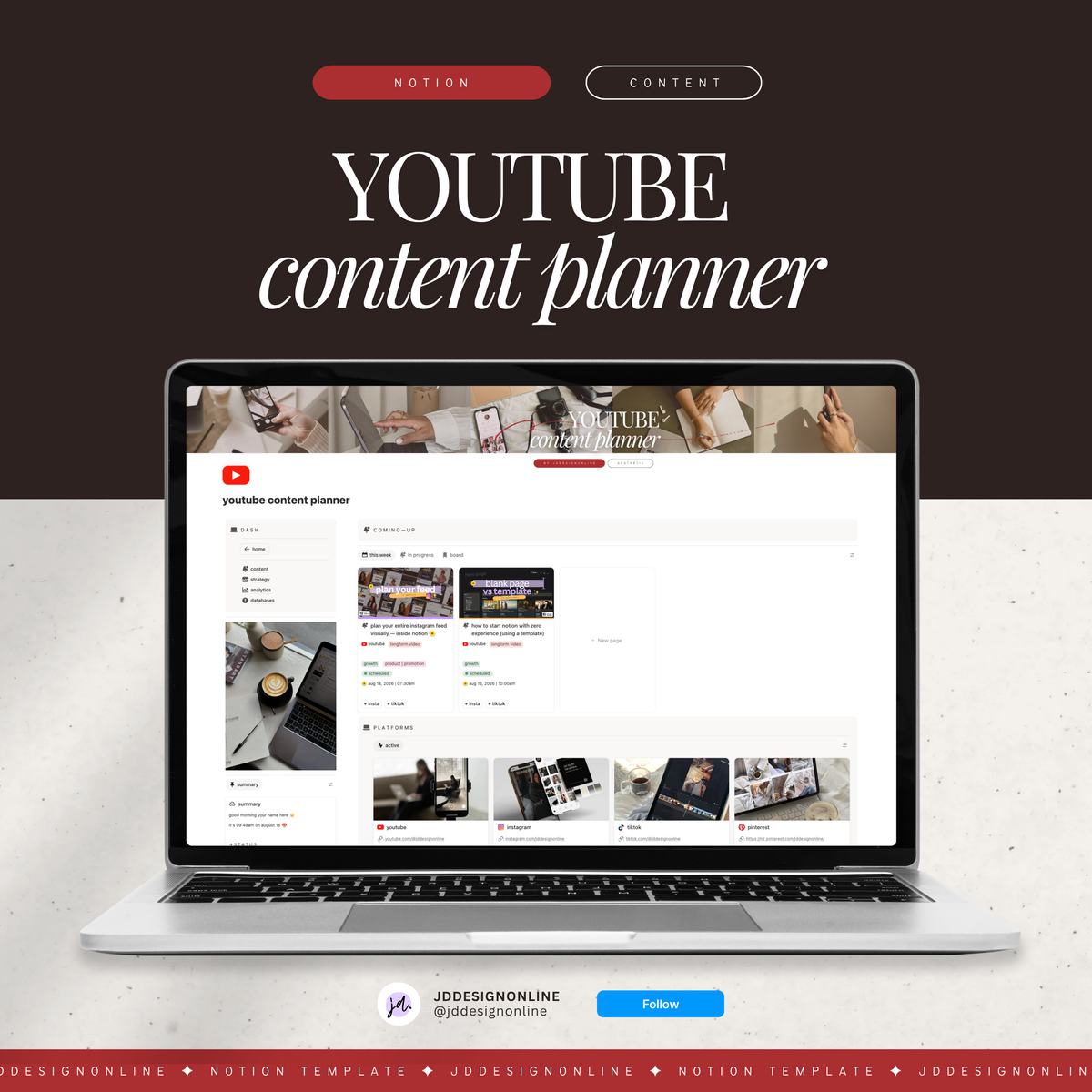 youtube content planner | notion template