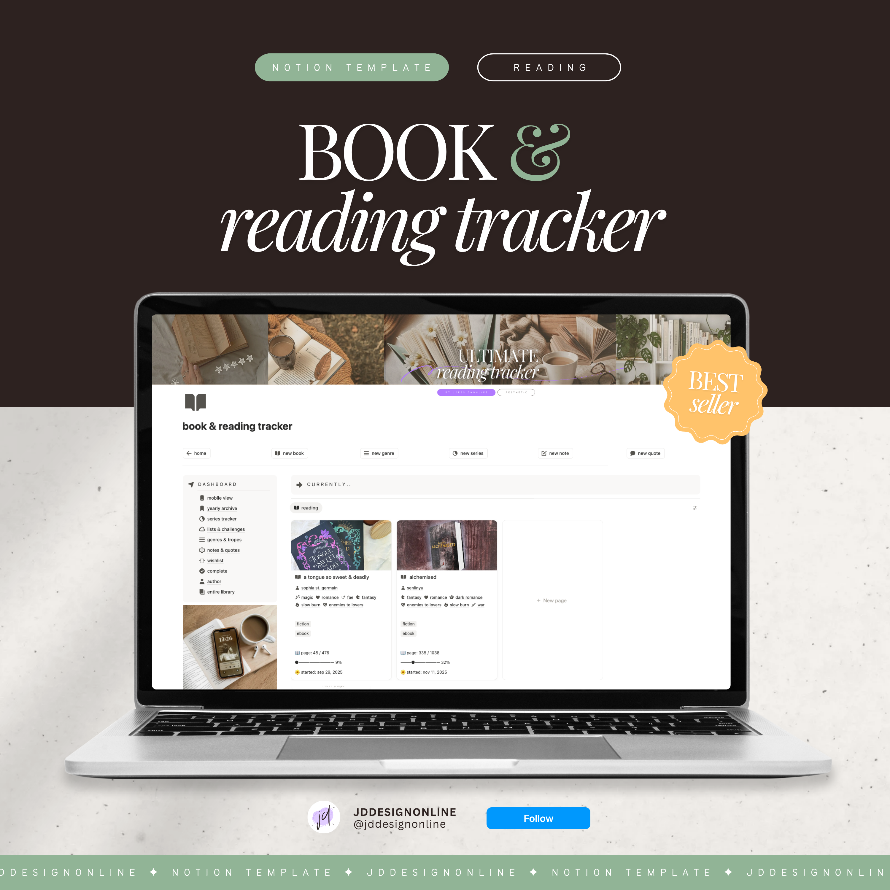 the cozy duo | notion template [reading & media bundle]