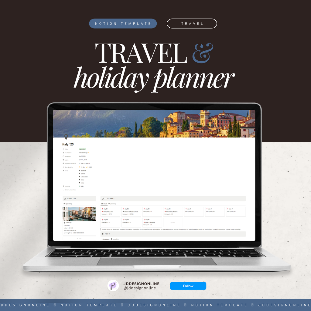 travel & holiday planner | notion template