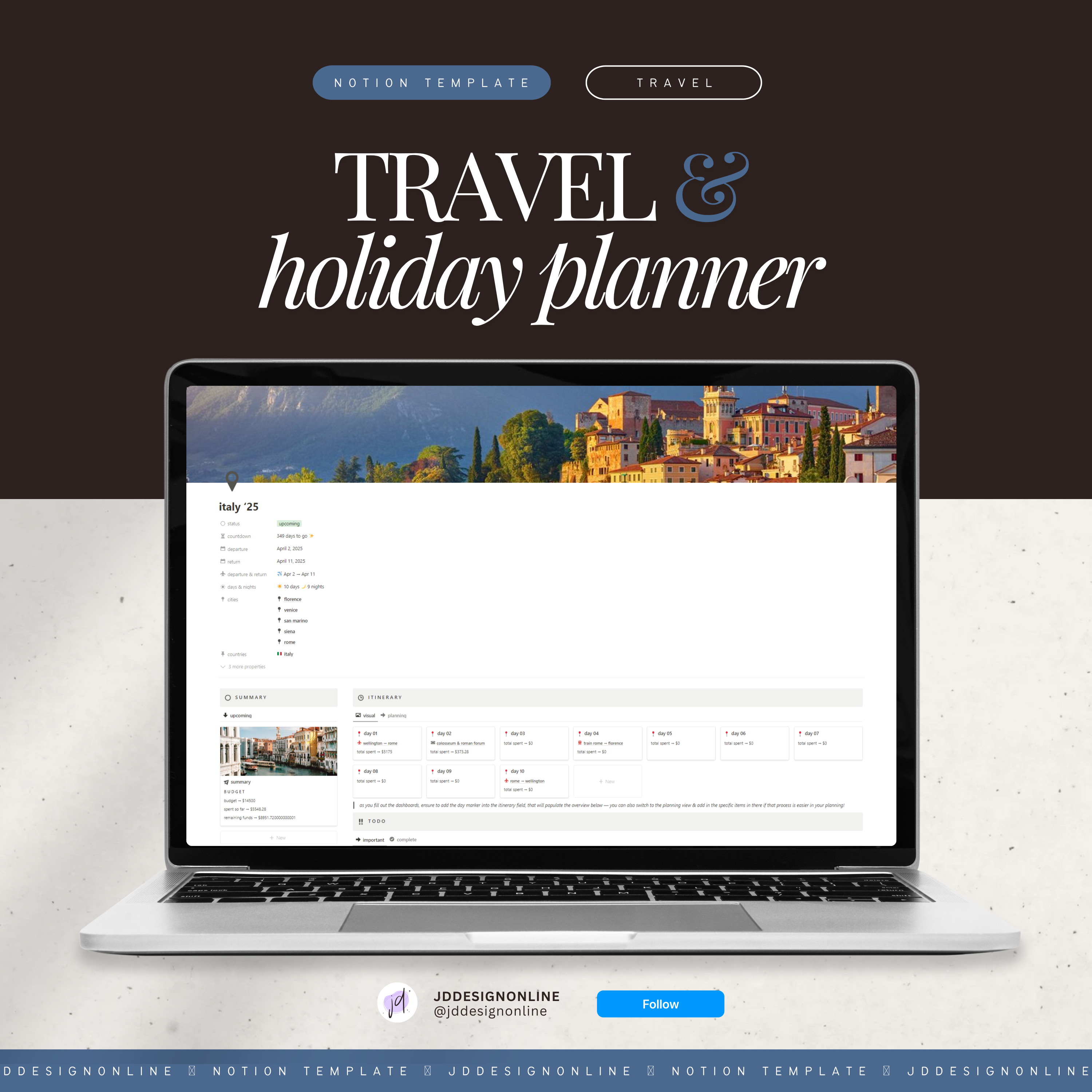 travel & holiday planner | notion template