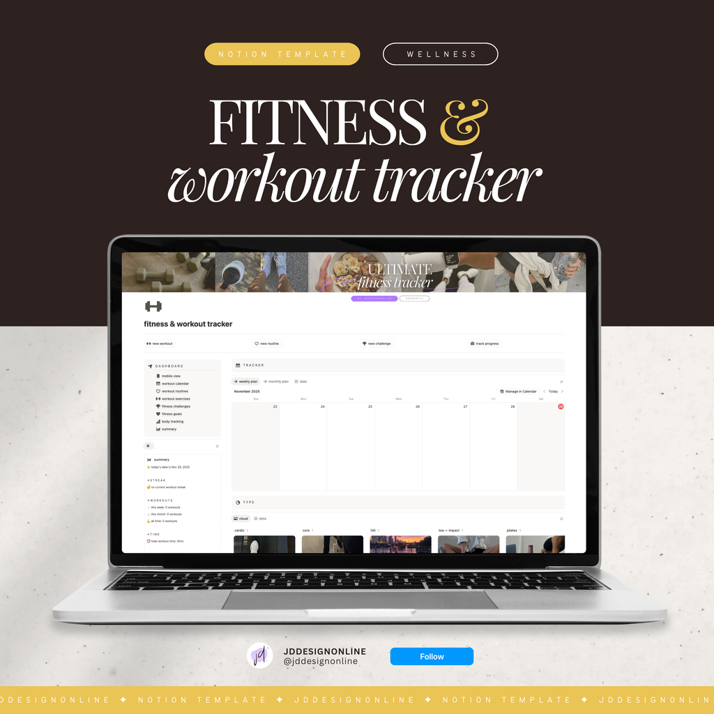 fitness & workout tracker | notion template