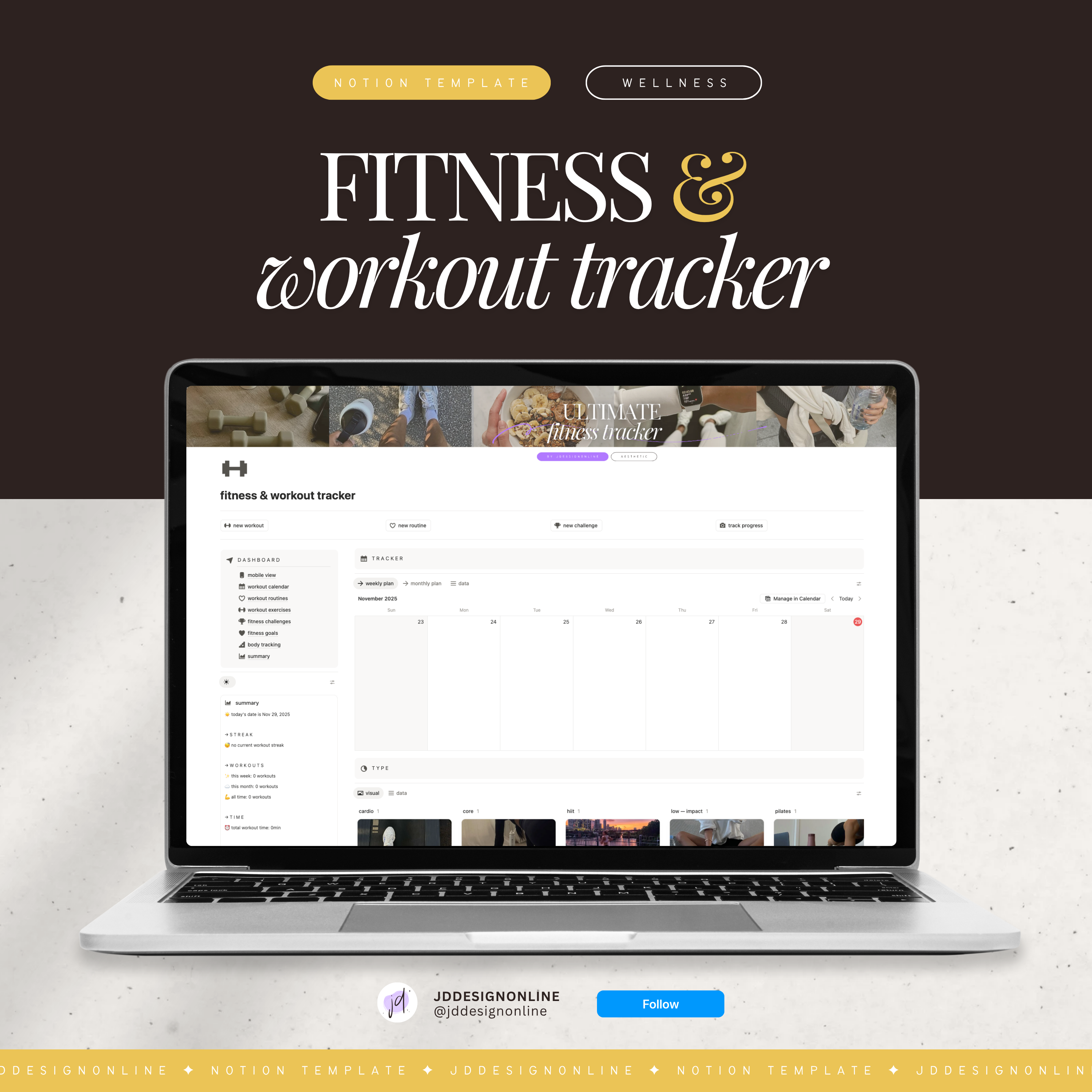 fitness & workout tracker | notion template