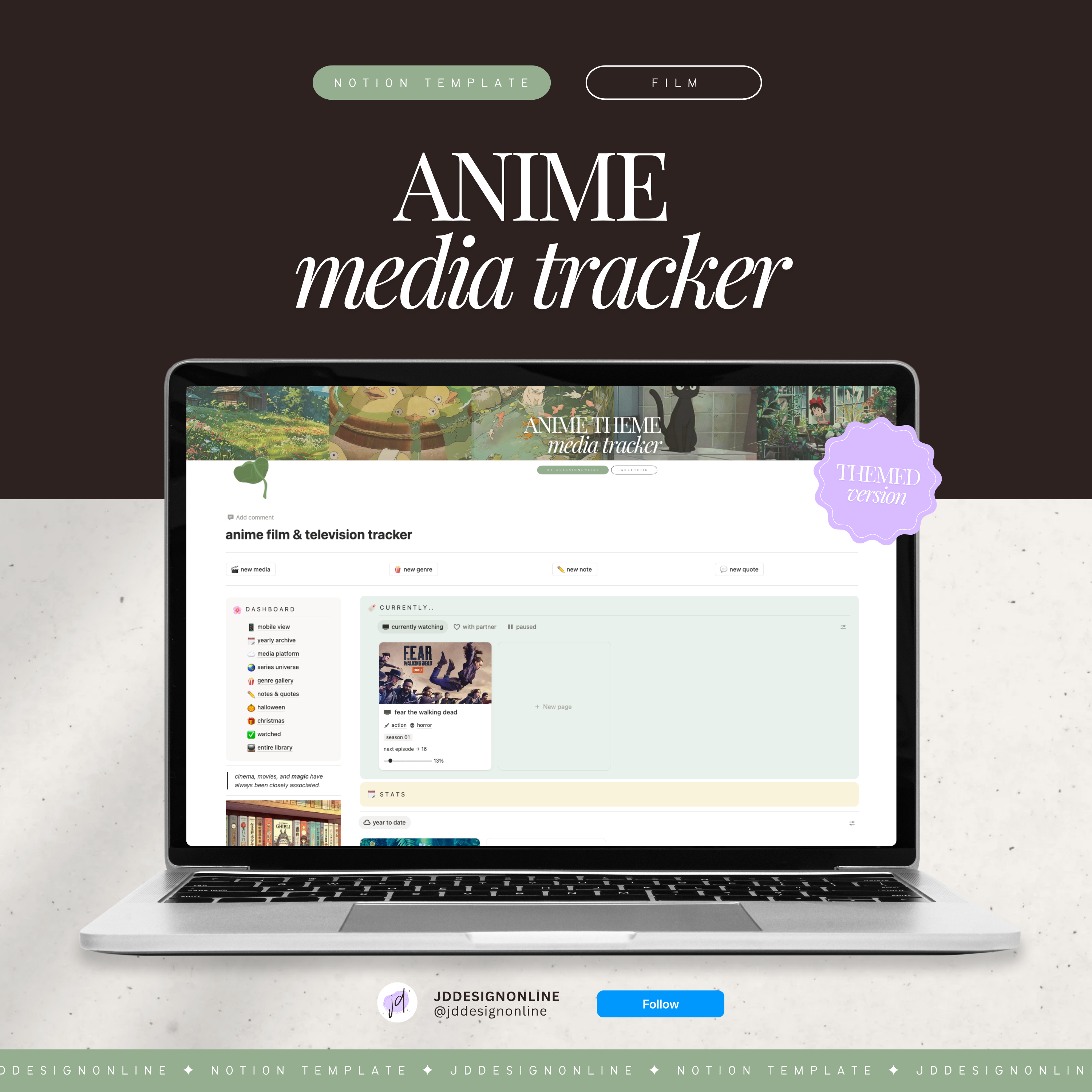 film & television media tracker | notion template [anime theme]