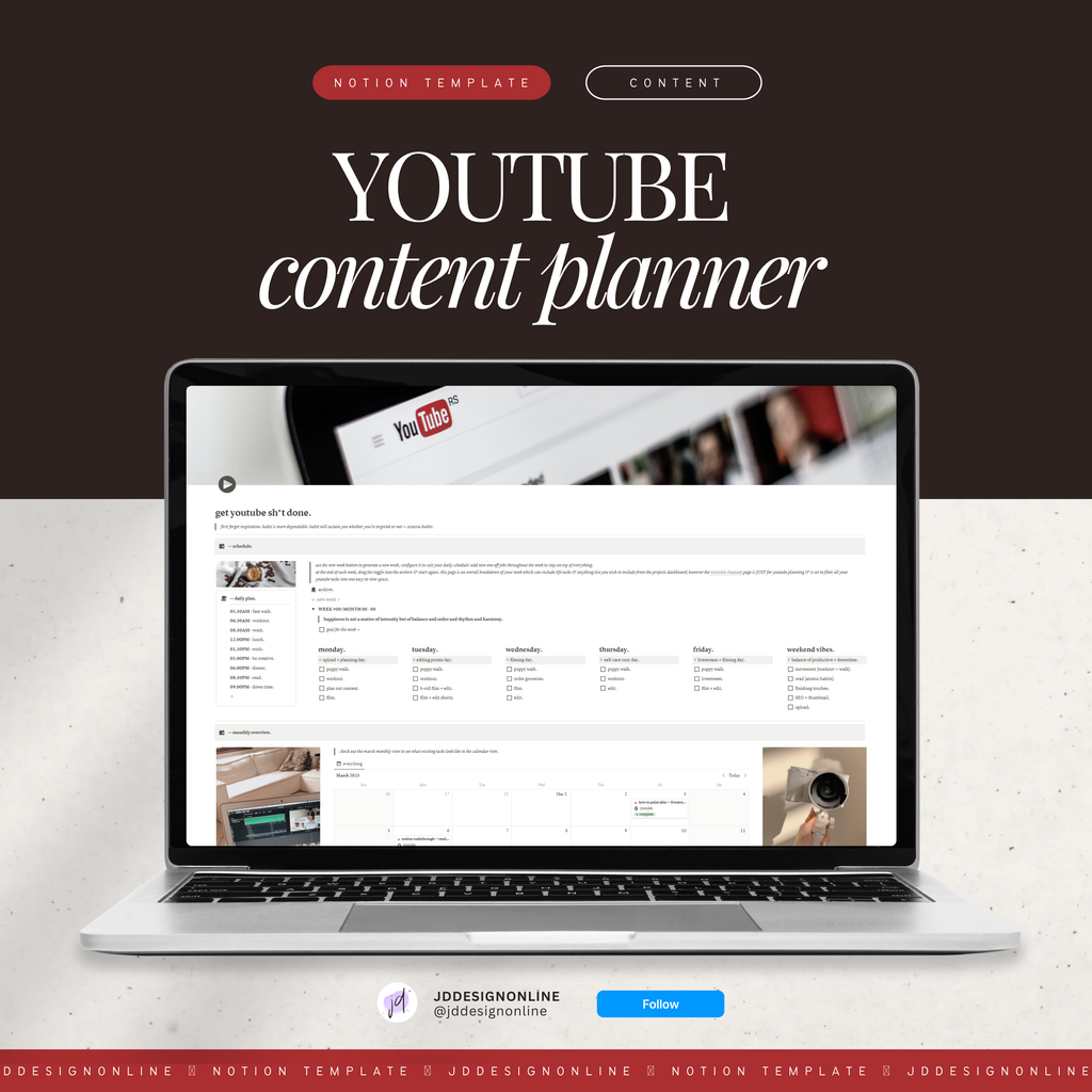 youtube content planner | notion template