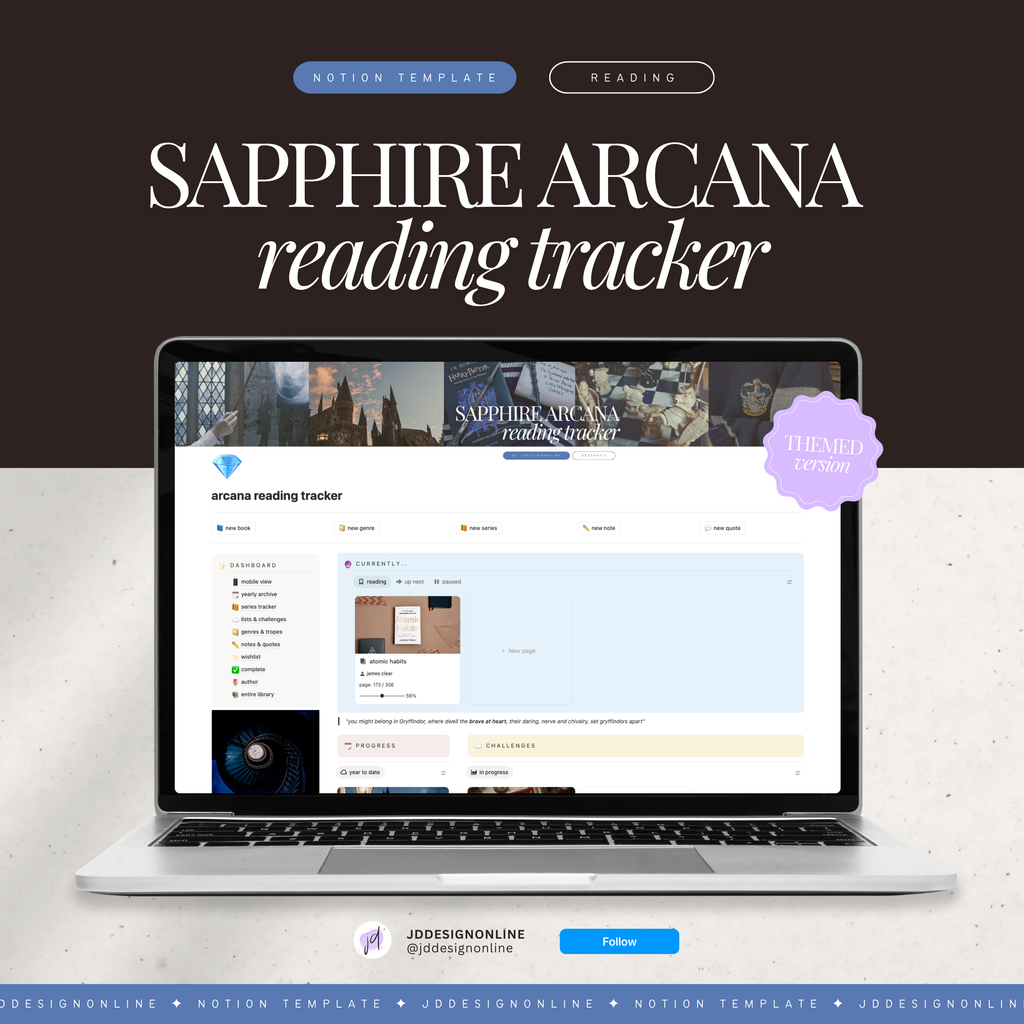 book & reading tracker | notion template [sapphire arcana theme]
