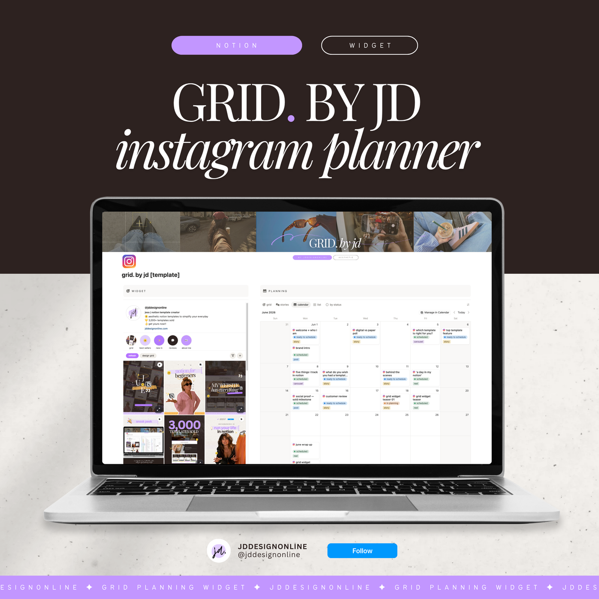 grid. by jd | instagram grid planner widget for notion