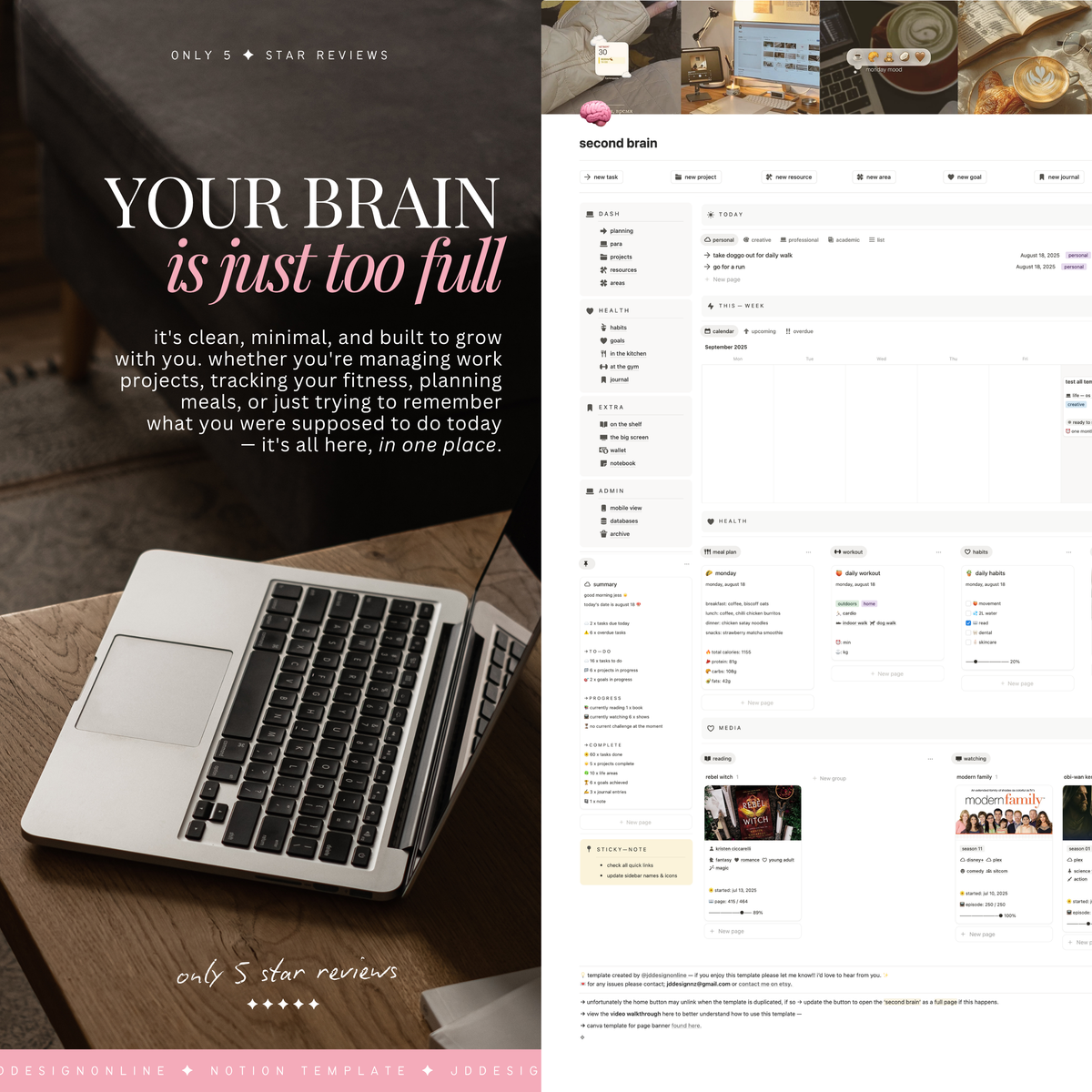 second brain & para method | notion template