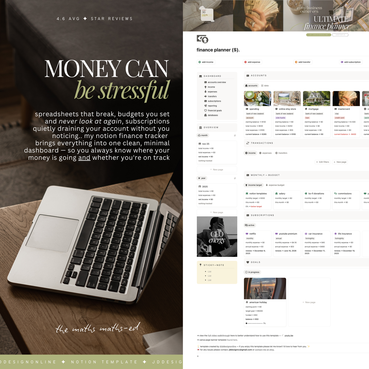 finance & budget planner | notion template