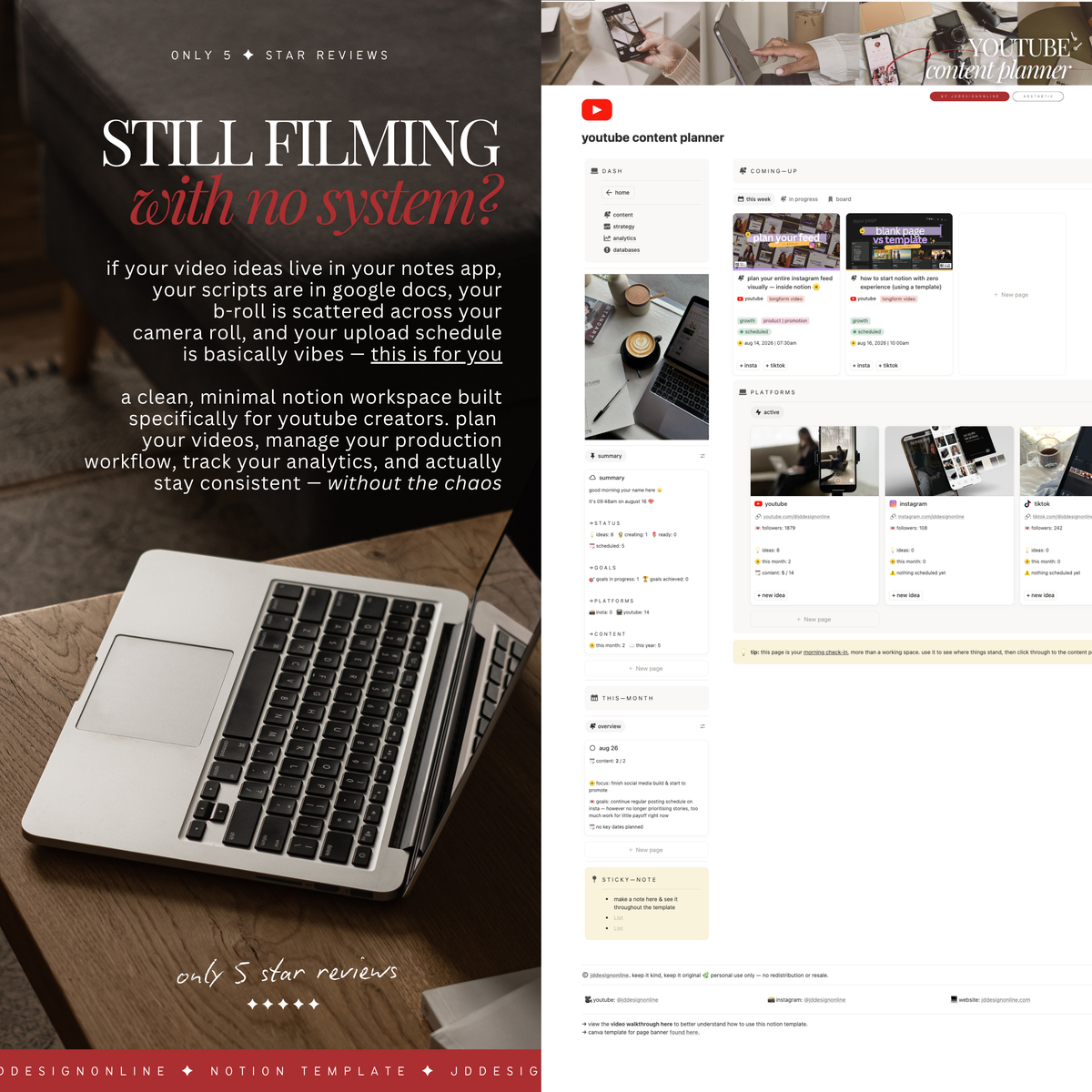 youtube content planner | notion template