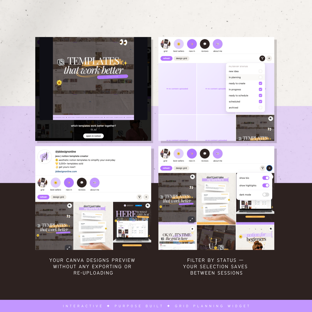 grid. by jd | instagram grid planner widget for notion