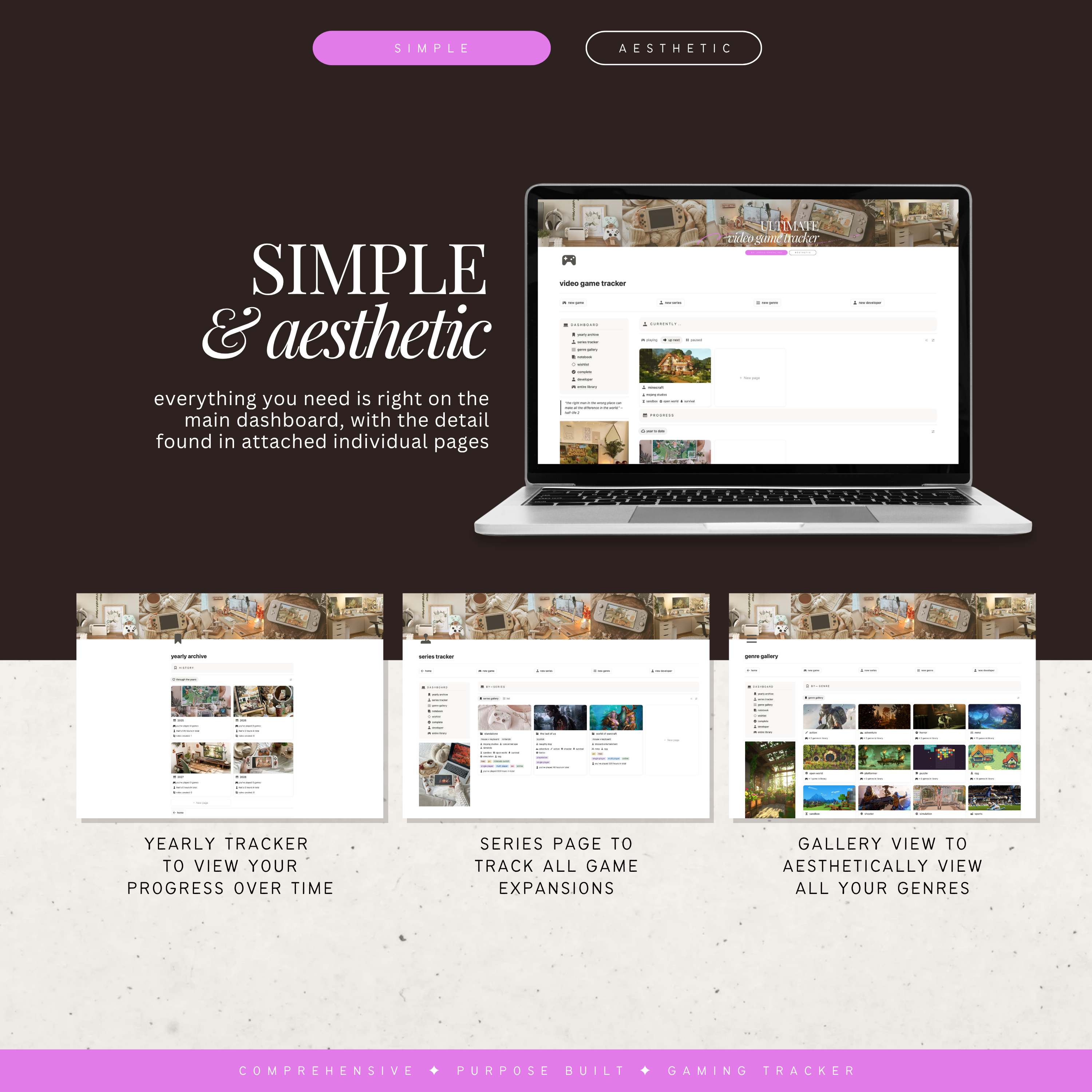 video game & play tracker | notion template