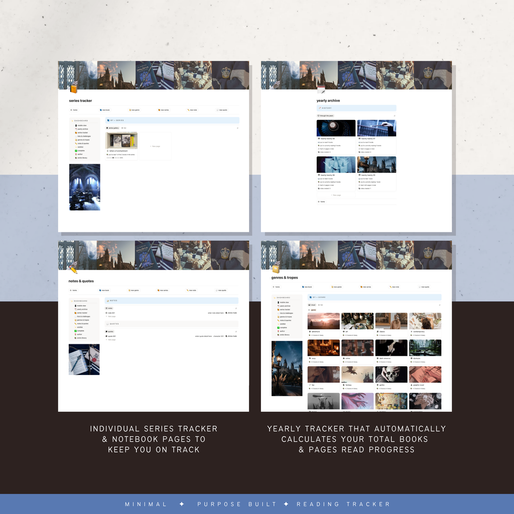book & reading tracker | notion template [sapphire arcana theme]