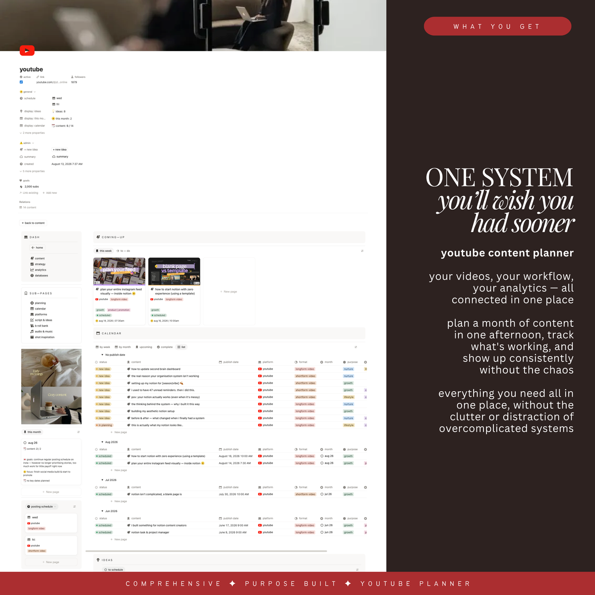 youtube content planner | notion template