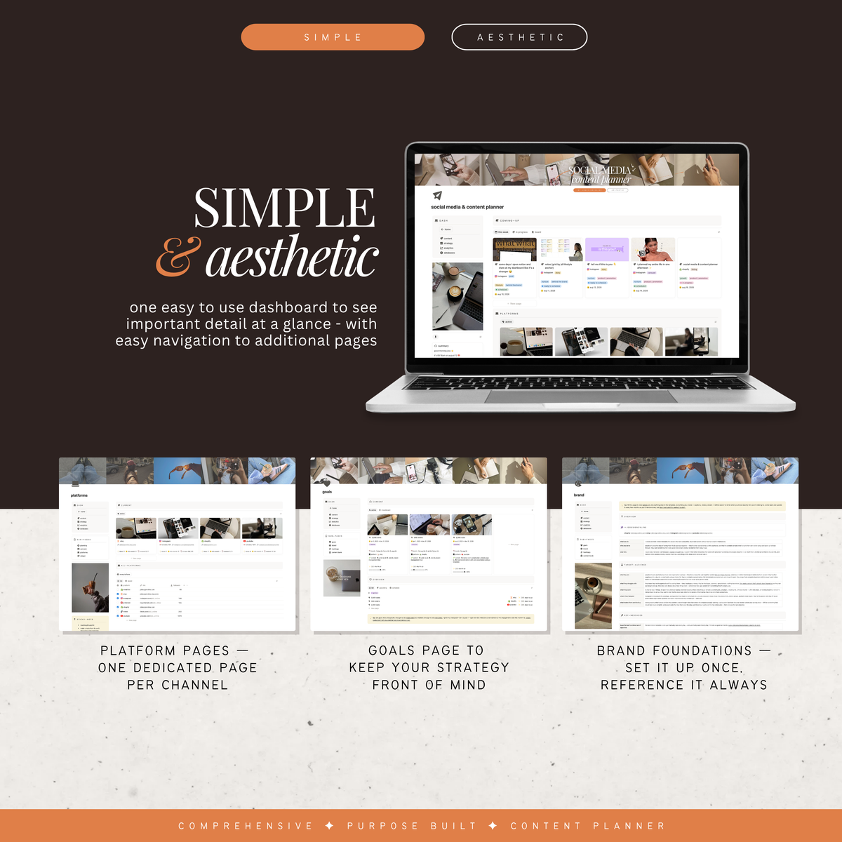 social media & content planner + instagram grid preview | notion template