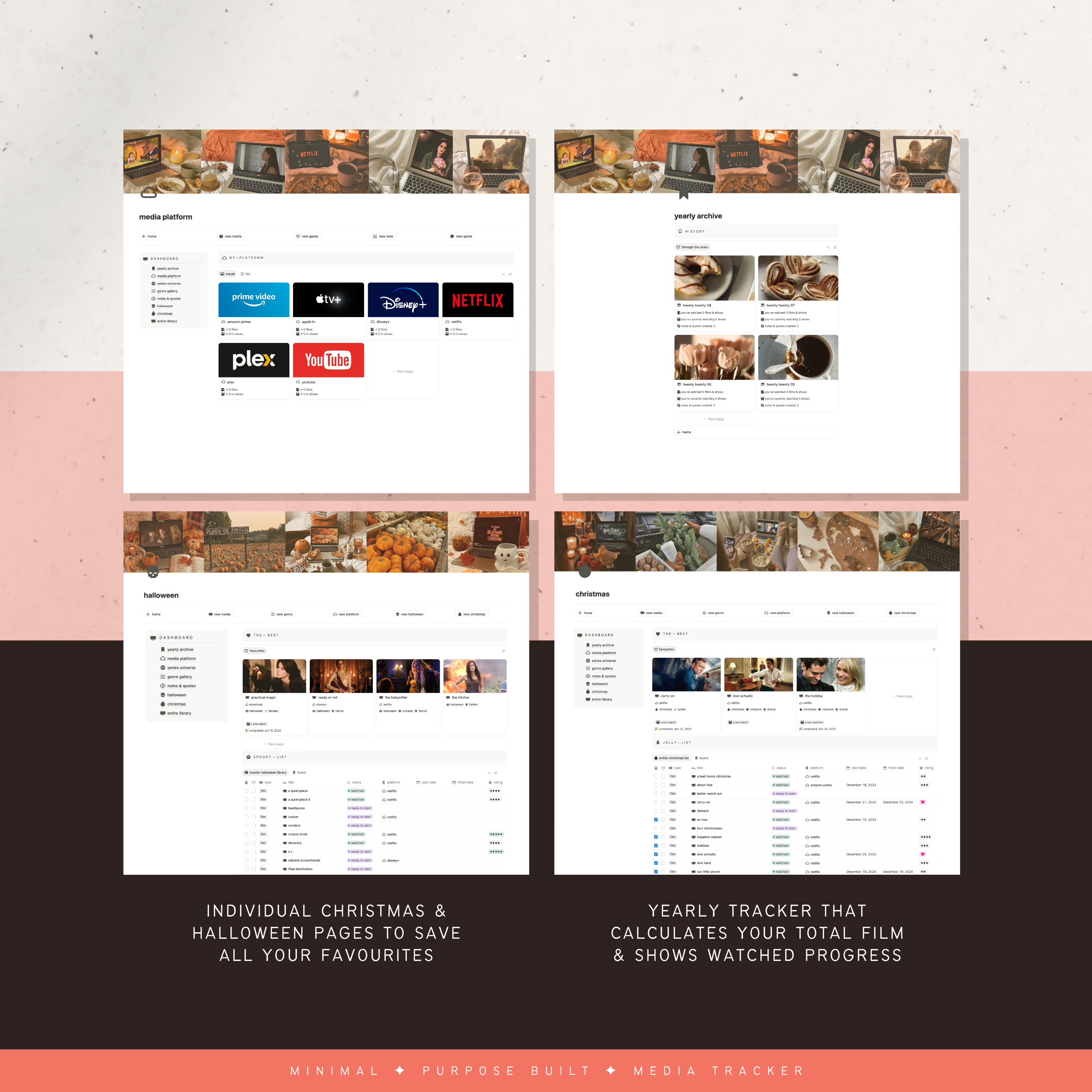 the cozy duo | notion template [reading & media bundle]