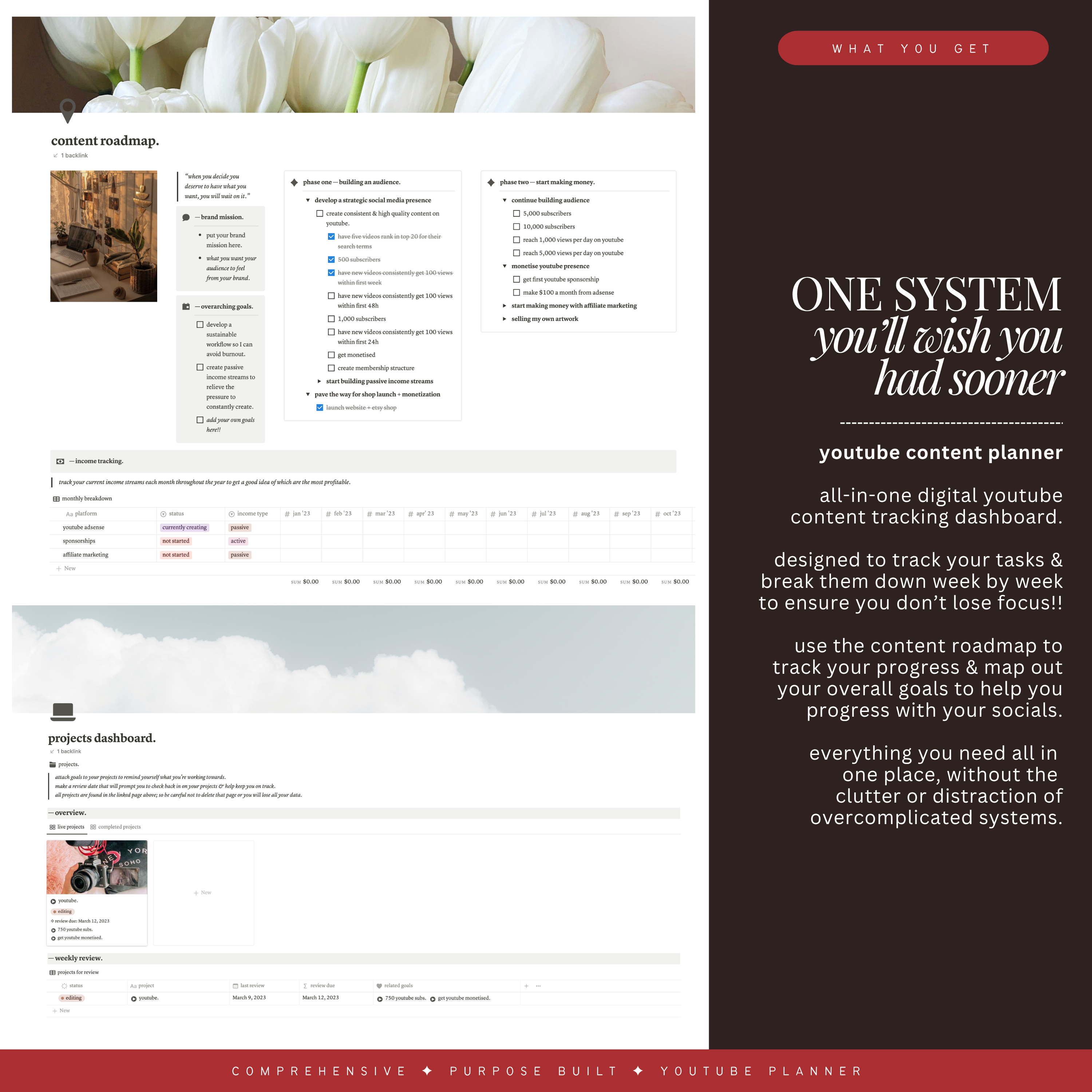 youtube content planner | notion template