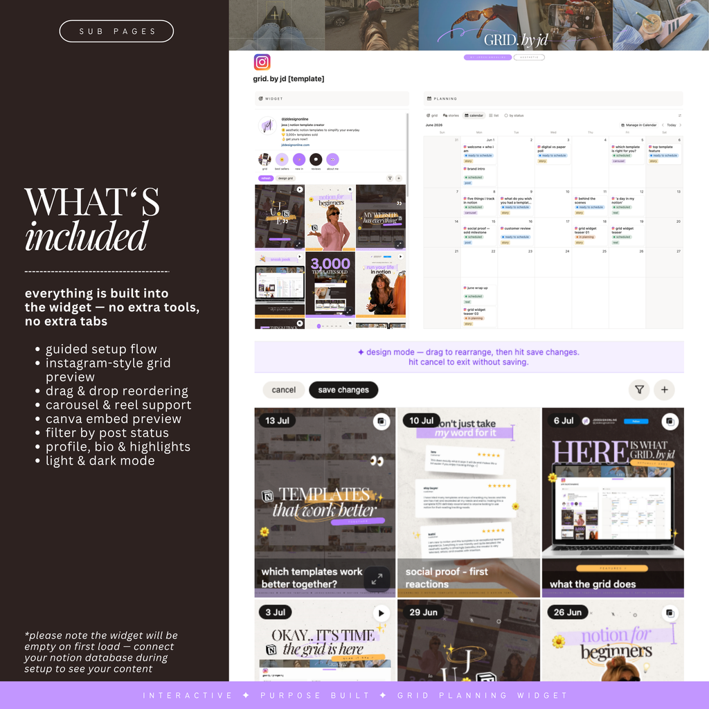 grid. by jd | instagram grid planner widget for notion