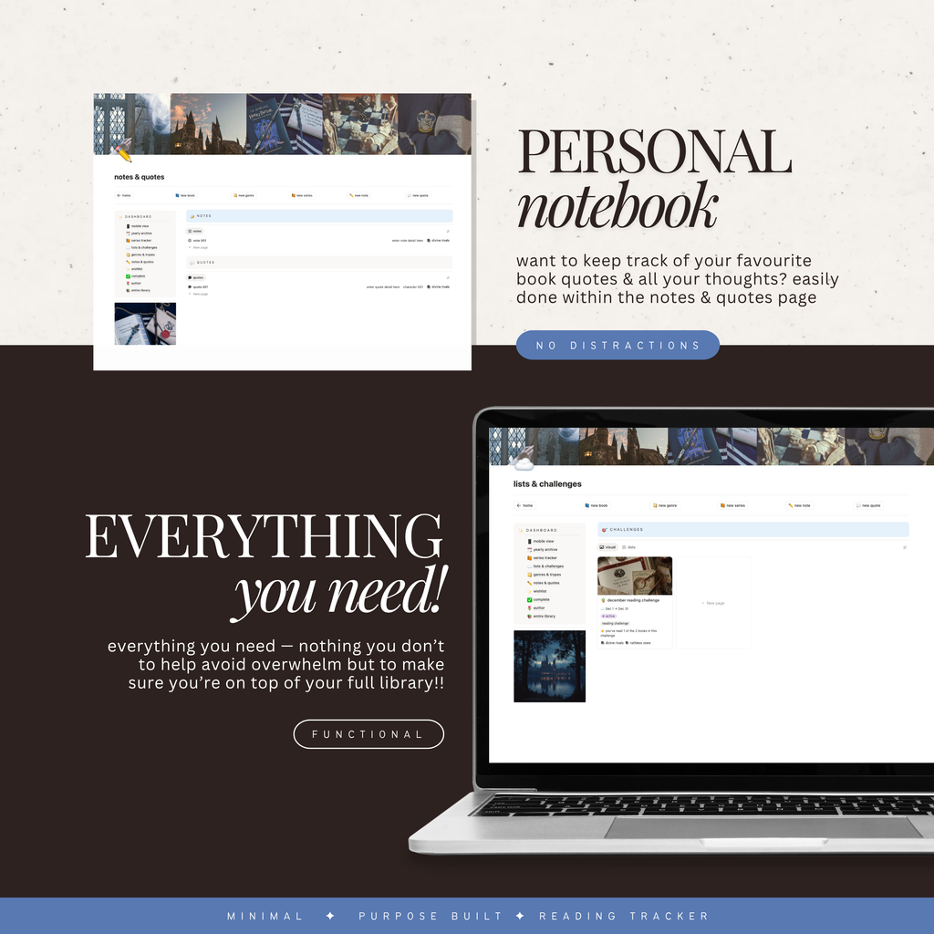 book & reading tracker | notion template [sapphire arcana theme]