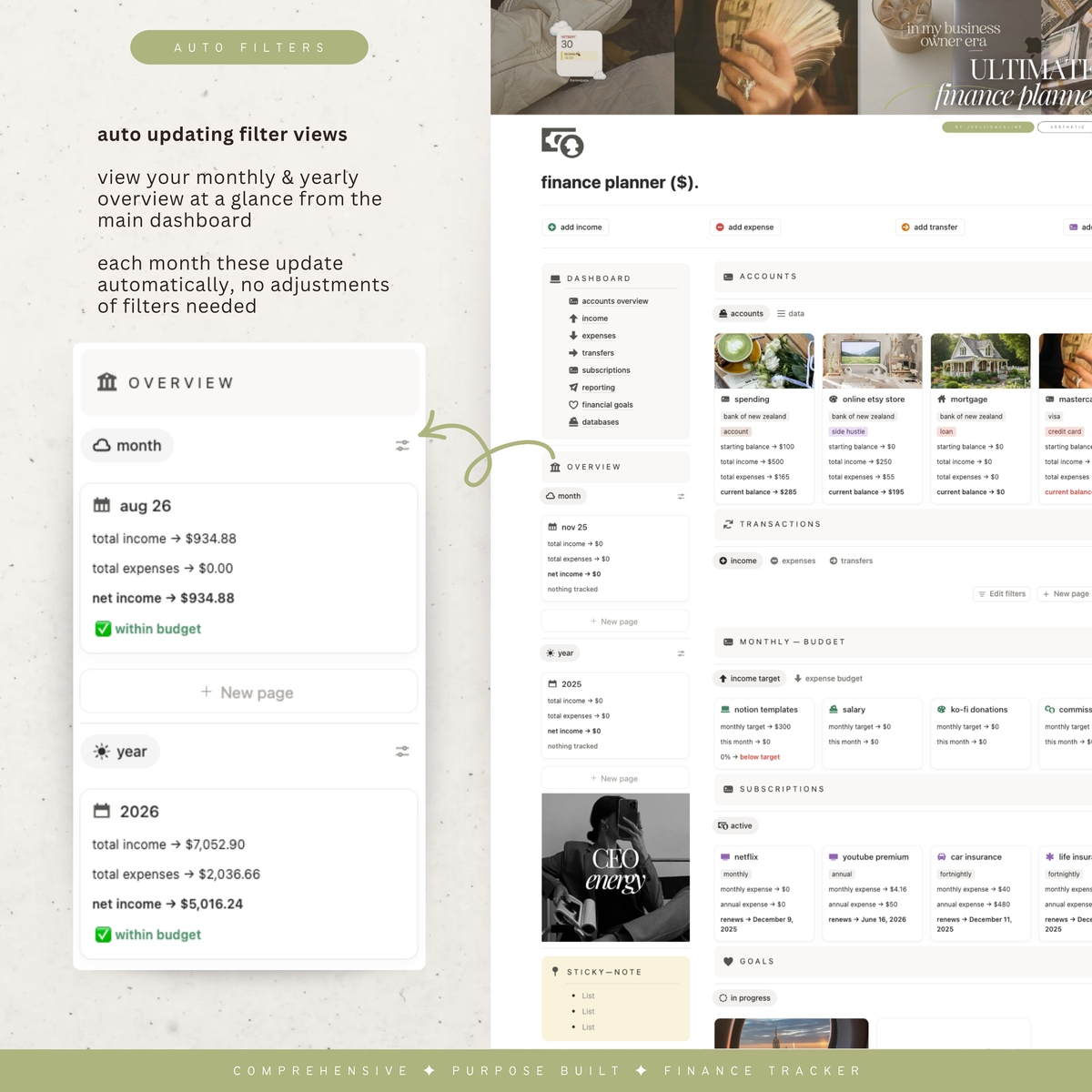 finance & budget planner | notion template