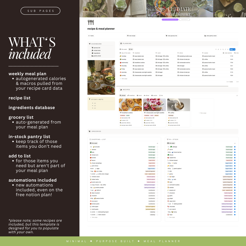 recipe & meal planner | notion template