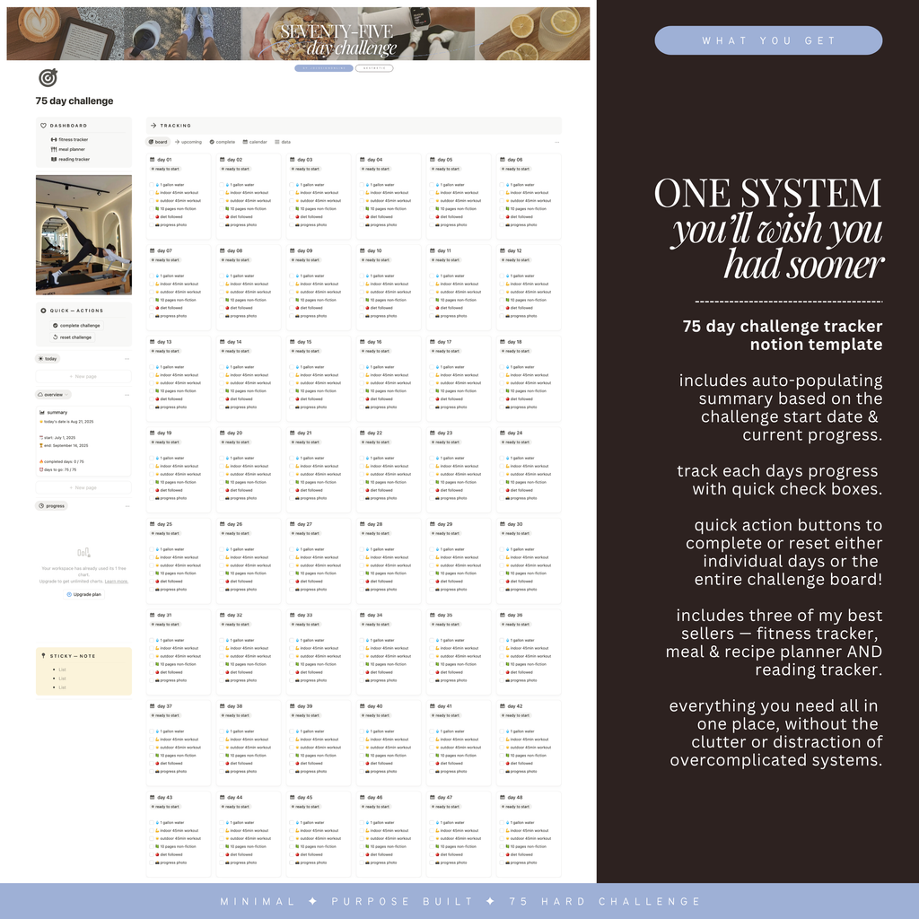 75 day challenge | notion template [advanced]