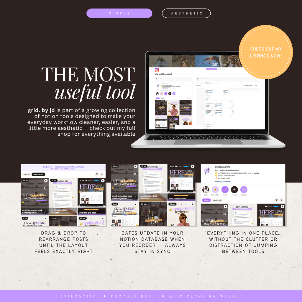 grid. by jd | instagram grid planner widget for notion