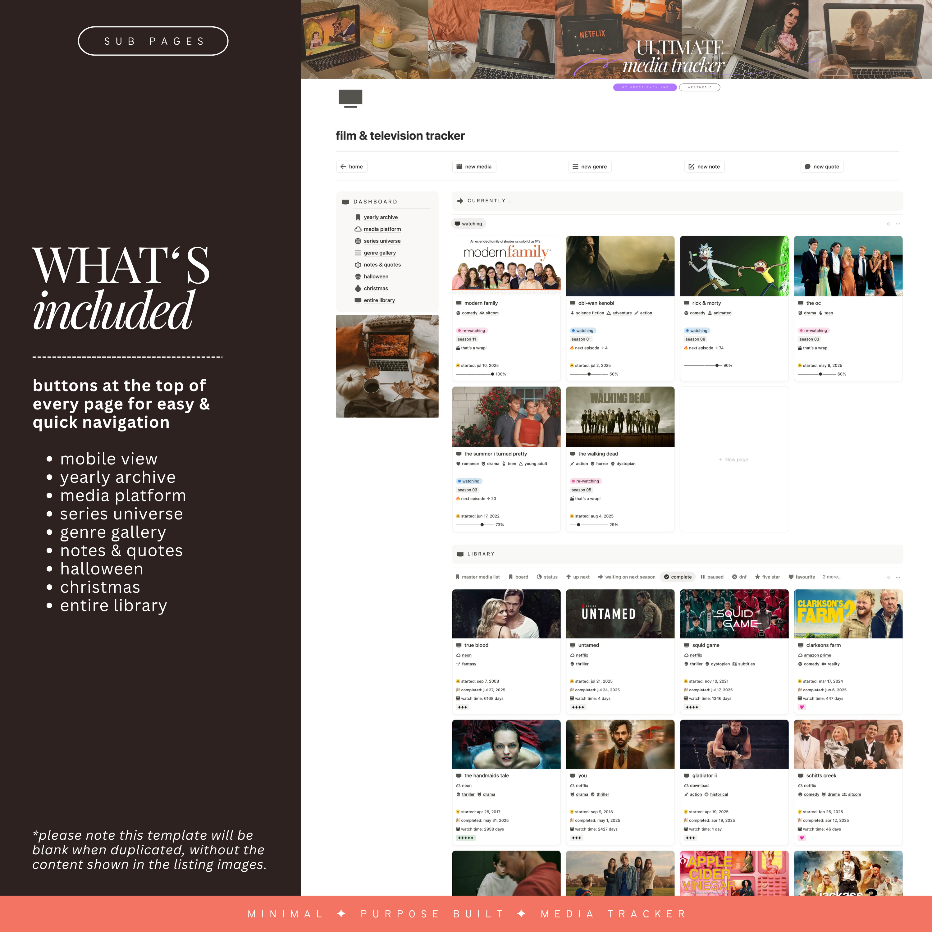 film & television tracker | notion template