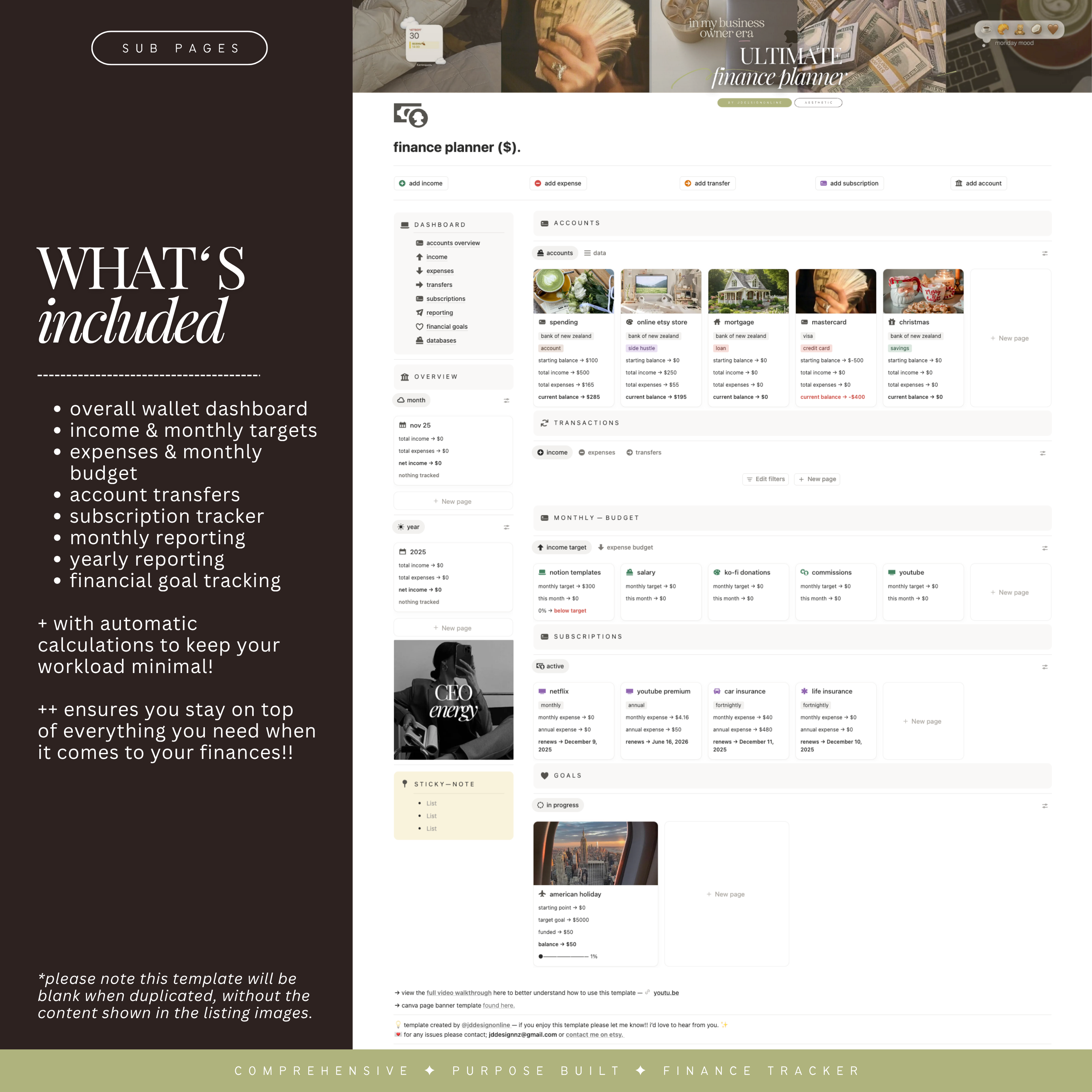 finance & budget planner | notion template