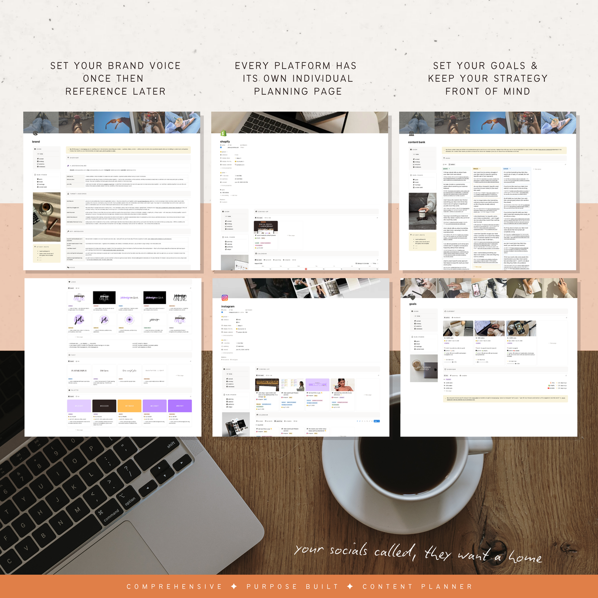 social media & content planner + instagram grid preview | notion template