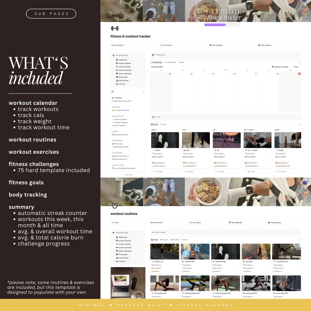 fitness & workout tracker | notion template
