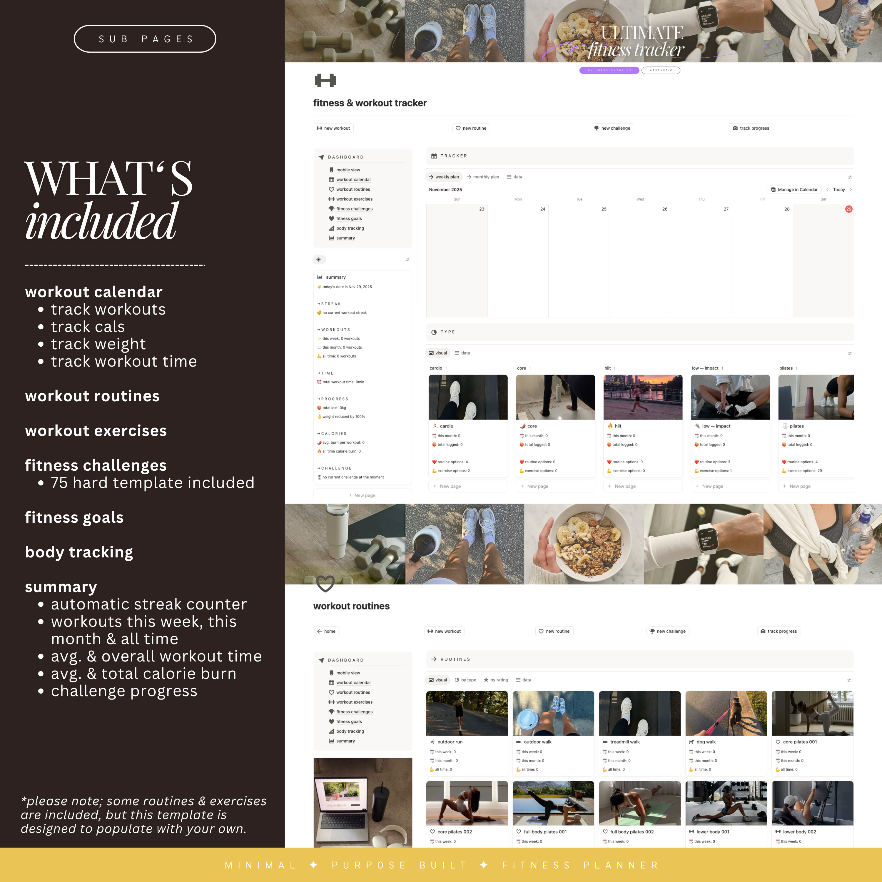 fitness & workout tracker | notion template