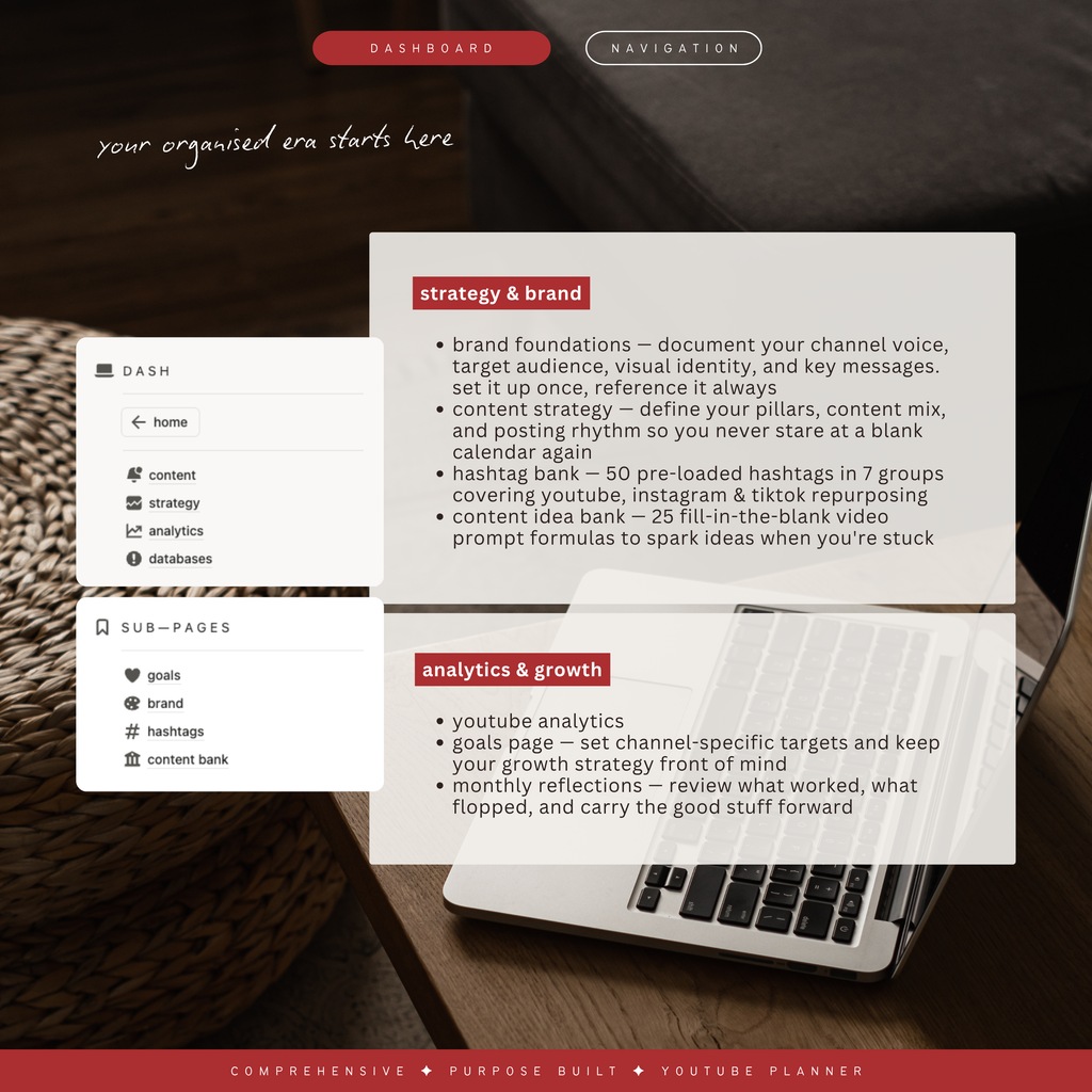 youtube content planner | notion template