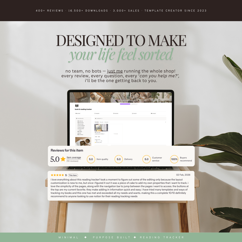 book & reading tracker | notion template