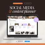 social media & content planner + instagram grid preview | notion template