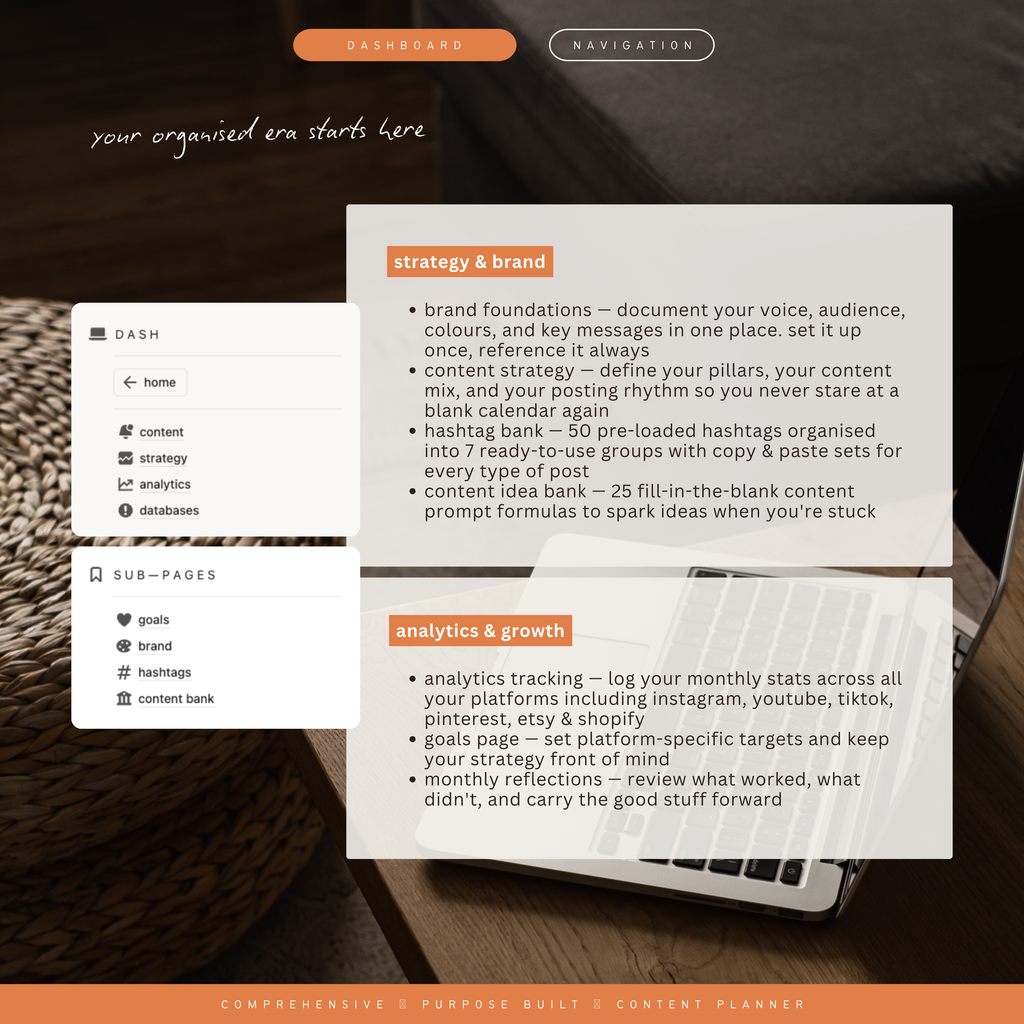 social media & content planner + instagram grid preview | notion template